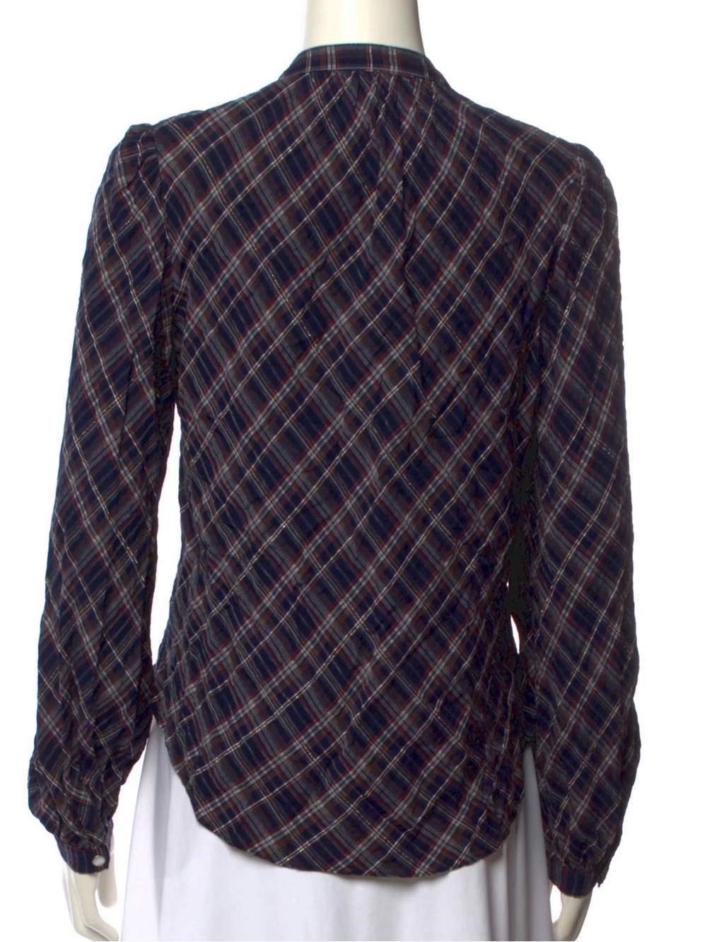 VERONICA BEARD $380 • 19” PTP • plaid button up blouse western coastal cowgirl - Picture 6 of 8